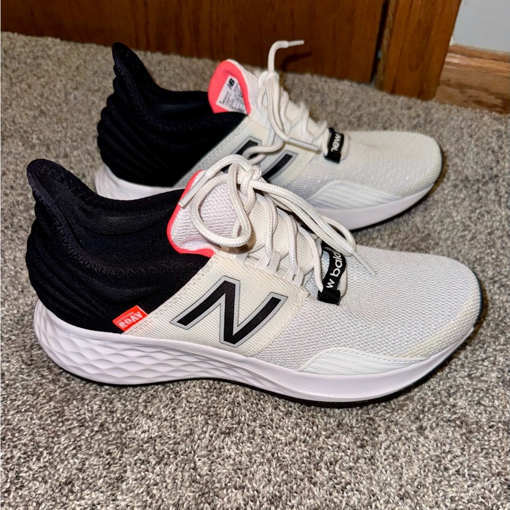 New Balance White and Black Athletic Sneakers